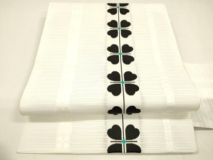 平和屋着物＊夏物 八寸名古屋帯 四葉間道 DAAY8385cm