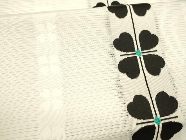 平和屋着物＊夏物 八寸名古屋帯 四葉間道 DAAY8385cm