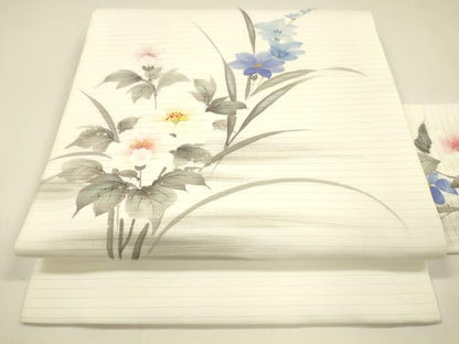 平和屋着物＊夏物　九寸名古屋帯　手描き　草花文　DAAY8386cm