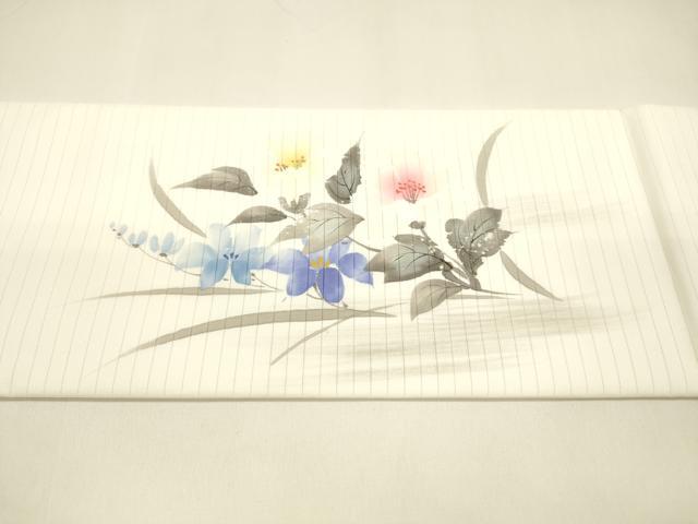 平和屋着物＊夏物　九寸名古屋帯　手描き　草花文　DAAY8386cm