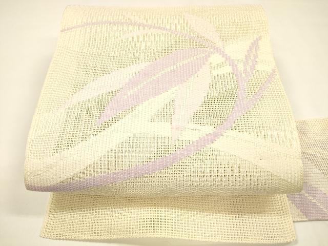 平和屋着物＊夏物 八寸名古屋帯 枝葉文 正絹 逸品 DAAY8388cm