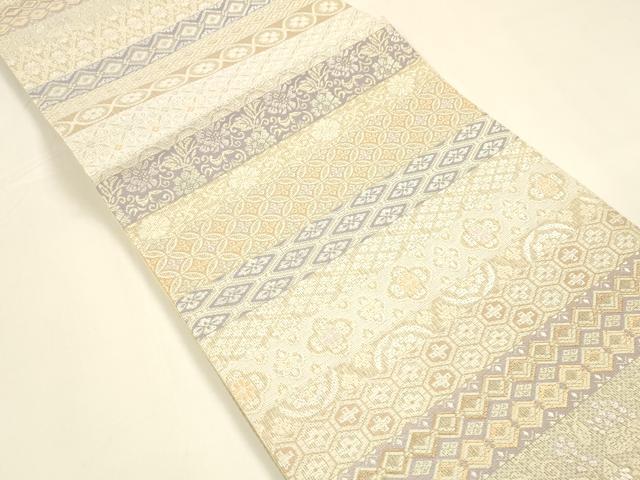 平和屋着物＊夏物　両面　六通柄袋帯　吉祥花文　葡萄蔦の葉　銀糸　正絹　逸品　DAAY8389cm