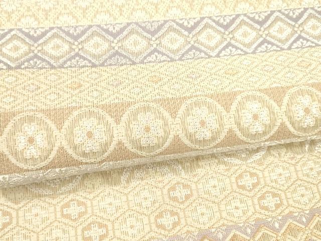 平和屋着物＊夏物　両面　六通柄袋帯　吉祥花文　葡萄蔦の葉　銀糸　正絹　逸品　DAAY8389cm