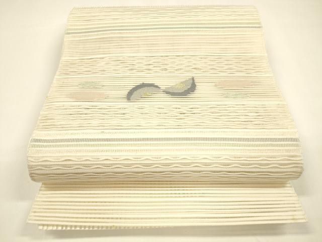 平和屋着物＊夏物 八寸名古屋帯 絽綴れ 抽象文様 金糸 正絹 逸品 DAAY8393cm