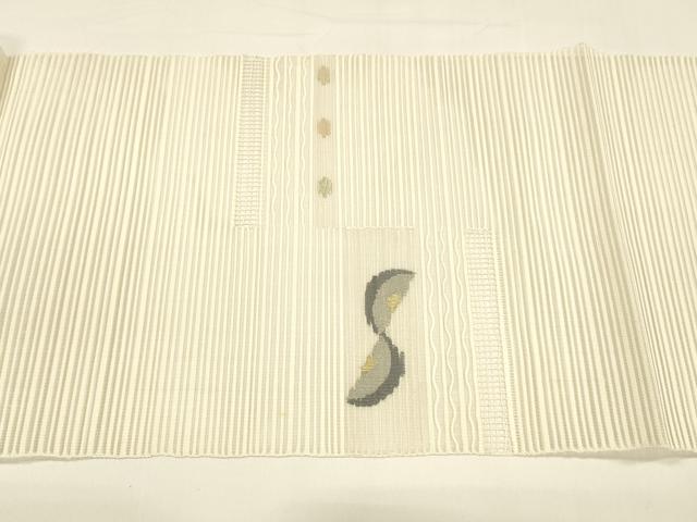 平和屋着物＊夏物 八寸名古屋帯 絽綴れ 抽象文様 金糸 正絹 逸品 DAAY8393cm