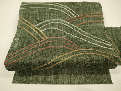 平和屋着物＊夏物 八寸名古屋帯 流水文 金糸 正絹 逸品 DAAY8395cm