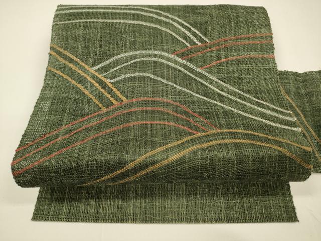 平和屋着物＊夏物 八寸名古屋帯 流水文 金糸 正絹 逸品 DAAY8395cm