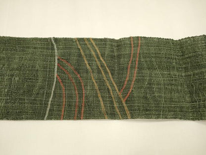 平和屋着物＊夏物 八寸名古屋帯 流水文 金糸 正絹 逸品 DAAY8395cm