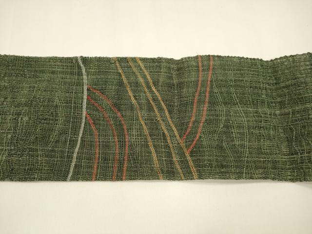 平和屋着物＊夏物 八寸名古屋帯 流水文 金糸 正絹 逸品 DAAY8395cm