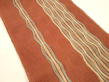 平和屋着物＊夏物 八寸名古屋帯 よろけ縞 正絹 逸品 DAAY8397cm
