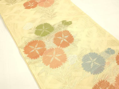 平和屋着物＊夏物 西陣 六通柄袋帯 撫子 草花文 金糸 正絹 逸品 DAAY8400cm