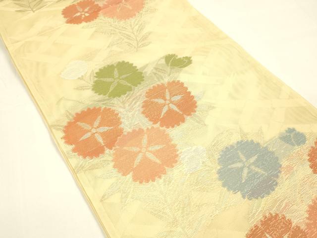 平和屋着物＊夏物 西陣 六通柄袋帯 撫子 草花文 金糸 正絹 逸品 DAAY8400cm
