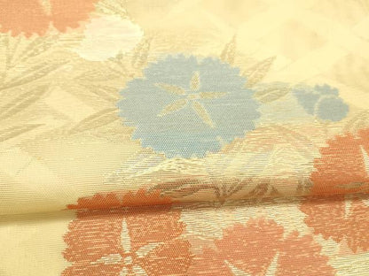平和屋着物＊夏物 西陣 六通柄袋帯 撫子 草花文 金糸 正絹 逸品 DAAY8400cm