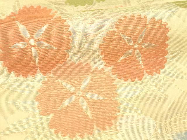 平和屋着物＊夏物 西陣 六通柄袋帯 撫子 草花文 金糸 正絹 逸品 DAAY8400cm