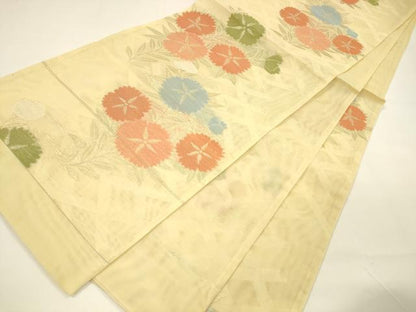 平和屋着物＊夏物 西陣 六通柄袋帯 撫子 草花文 金糸 正絹 逸品 DAAY8400cm