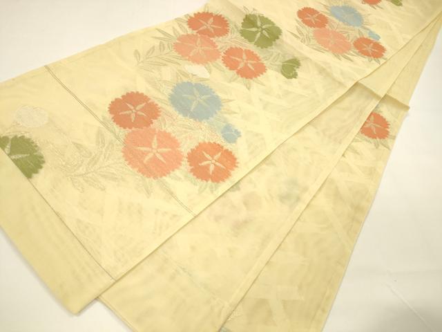 平和屋着物＊夏物 西陣 六通柄袋帯 撫子 草花文 金糸 正絹 逸品 DAAY8400cm