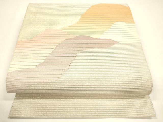平和屋着物＊夏物 絽綴れ 八寸名古屋帯 抽象文様 銀糸 正絹 逸品 DAAY8407cm