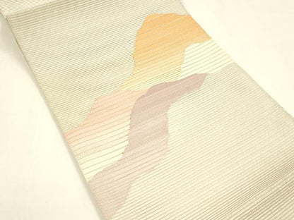 平和屋着物＊夏物 絽綴れ 八寸名古屋帯 抽象文様 銀糸 正絹 逸品 DAAY8407cm