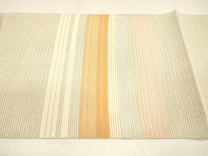 平和屋着物＊夏物 絽綴れ 八寸名古屋帯 抽象文様 銀糸 正絹 逸品 DAAY8407cm