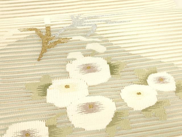 平和屋着物＊夏物 絽綴れ 八寸名古屋帯 草花文 金銀糸 正絹 逸品 DAAY8408cm