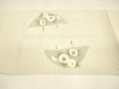平和屋着物＊夏物 絽綴れ 八寸名古屋帯 草花文 金銀糸 正絹 逸品 DAAY8408cm
