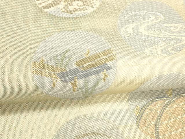 平和屋着物＊夏物 六通柄袋帯 流水露芝文 金銀糸 引箔 正絹 逸品 DAAY8411cm