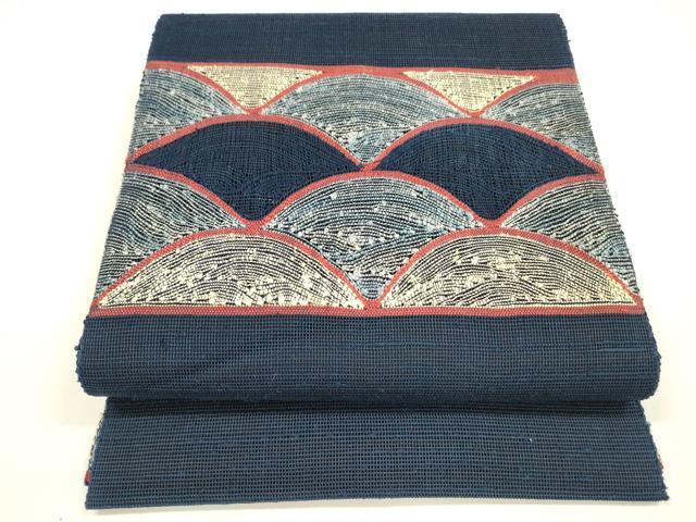 平和屋着物＊夏物 八寸名古屋帯 青海波文 正絹 逸品 DAAY8412cm
