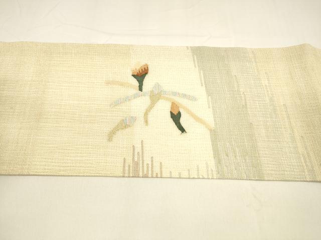 平和屋着物＊夏物 九寸名古屋帯 すくい織 舞花文 金銀糸 正絹 逸品 DAAY8414cm