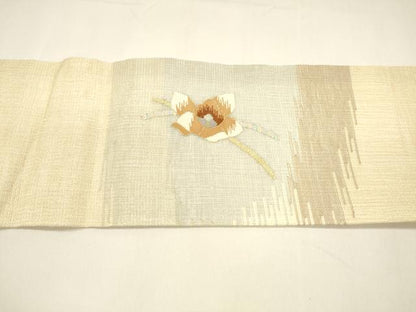 平和屋着物＊夏物 九寸名古屋帯 すくい織 舞花文 金銀糸 正絹 逸品 DAAY8414cm