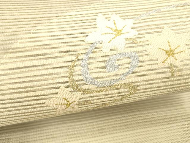 平和屋着物＊夏物 絽綴れ 八寸名古屋帯 地紙流水花文 金銀糸 正絹 逸品 DAAY8417cm