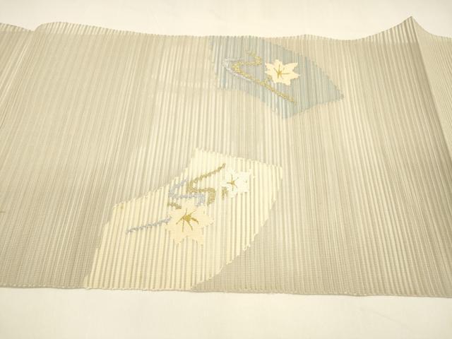 平和屋着物＊夏物 絽綴れ 八寸名古屋帯 地紙流水花文 金銀糸 正絹 逸品 DAAY8417cm