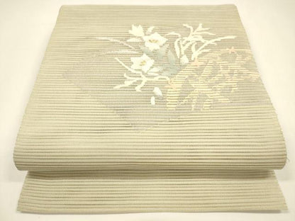 平和屋着物＊夏物 絽綴れ 八寸名古屋帯 籬草花文 金銀糸 やまと誂製 正絹 逸品 DAAY8418cm