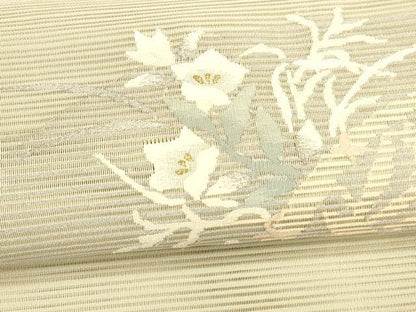 平和屋着物＊夏物 絽綴れ 八寸名古屋帯 籬草花文 金銀糸 やまと誂製 正絹 逸品 DAAY8418cm