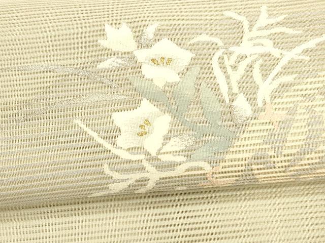 平和屋着物＊夏物 絽綴れ 八寸名古屋帯 籬草花文 金銀糸 やまと誂製 正絹 逸品 DAAY8418cm