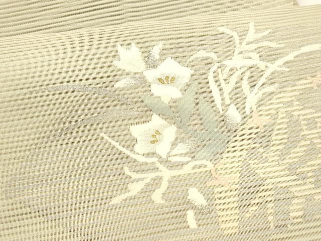 平和屋着物＊夏物 絽綴れ 八寸名古屋帯 籬草花文 金銀糸 やまと誂製 正絹 逸品 DAAY8418cm