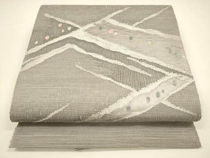 平和屋着物＊夏物 西陣 八寸名古屋帯 抽象文様 銀糸 正絹 逸品 DAAY8422cm