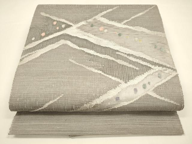 平和屋着物＊夏物 西陣 八寸名古屋帯 抽象文様 銀糸 正絹 逸品 DAAY8422cm