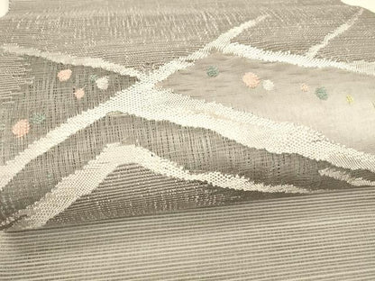 平和屋着物＊夏物 西陣 八寸名古屋帯 抽象文様 銀糸 正絹 逸品 DAAY8422cm