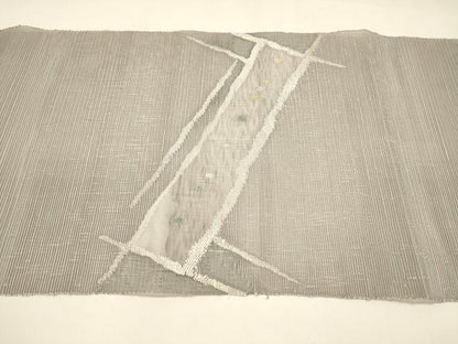 平和屋着物＊夏物 西陣 八寸名古屋帯 抽象文様 銀糸 正絹 逸品 DAAY8422cm