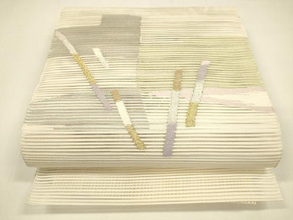 平和屋着物＊夏物 絽綴れ 八寸名古屋帯 抽象文様 金銀糸 正絹 逸品 DAAY8423cm
