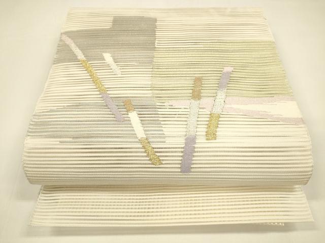 平和屋着物＊夏物 絽綴れ 八寸名古屋帯 抽象文様 金銀糸 正絹 逸品 DAAY8423cm