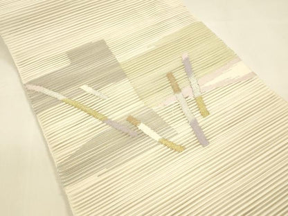 平和屋着物＊夏物 絽綴れ 八寸名古屋帯 抽象文様 金銀糸 正絹 逸品 DAAY8423cm