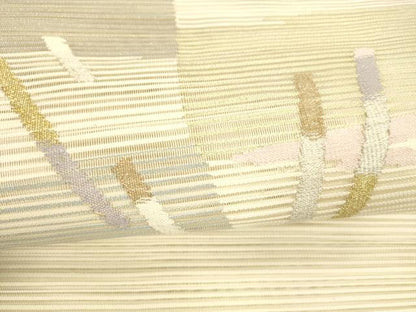 平和屋着物＊夏物 絽綴れ 八寸名古屋帯 抽象文様 金銀糸 正絹 逸品 DAAY8423cm