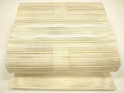 平和屋着物＊夏物 絽綴れ 八寸名古屋帯 横段文 金銀糸 正絹 逸品 DAAY8426cm