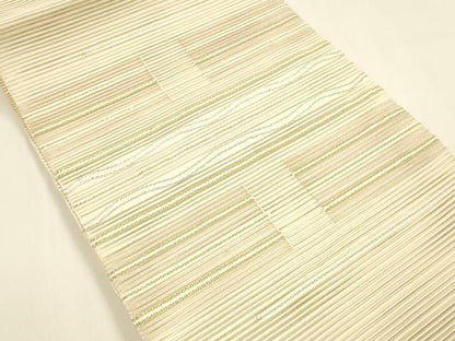平和屋着物＊夏物 絽綴れ 八寸名古屋帯 横段文 金銀糸 正絹 逸品 DAAY8426cm
