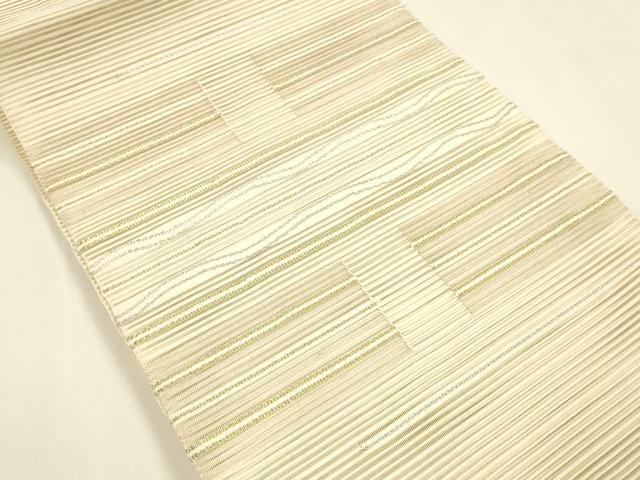 平和屋着物＊夏物 絽綴れ 八寸名古屋帯 横段文 金銀糸 正絹 逸品 DAAY8426cm