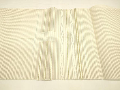 平和屋着物＊夏物 絽綴れ 八寸名古屋帯 横段文 金銀糸 正絹 逸品 DAAY8426cm