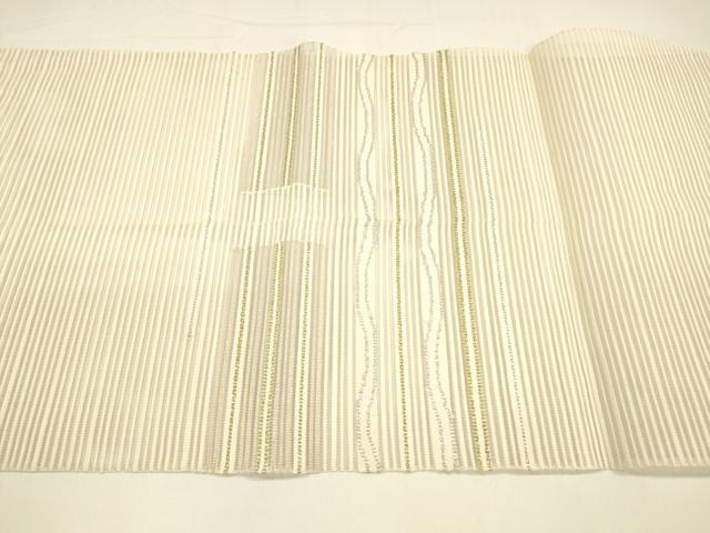 平和屋着物＊夏物 絽綴れ 八寸名古屋帯 横段文 金銀糸 正絹 逸品 DAAY8426cm