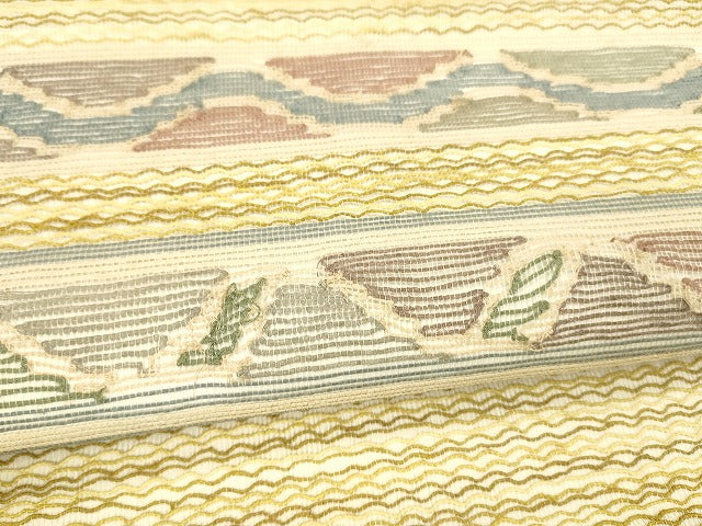 平和屋着物＊夏物 太鼓柄袋帯 抽象文様 正絹 逸品 DAAY8428cm