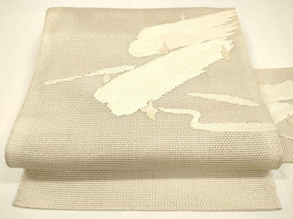 平和屋着物＊夏物 八寸名古屋帯 抽象文様 銀糸 正絹 逸品 DAAY8432cm